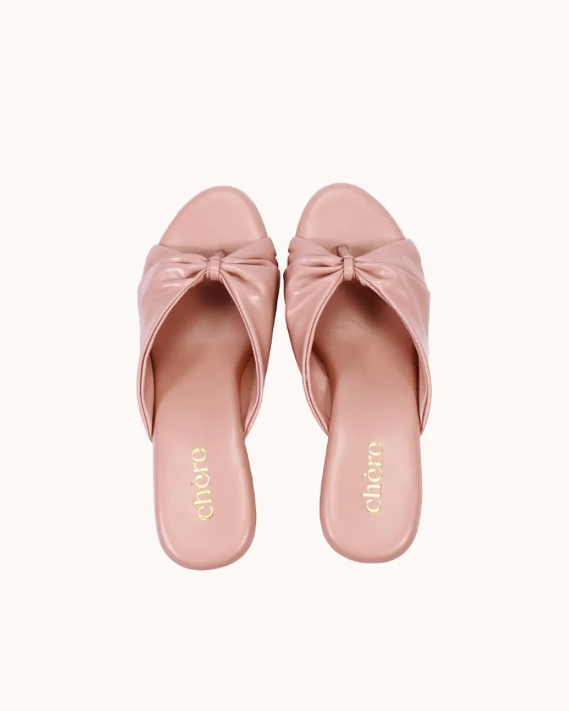 Peach Classic Knot Strap Casual Wedges for Women