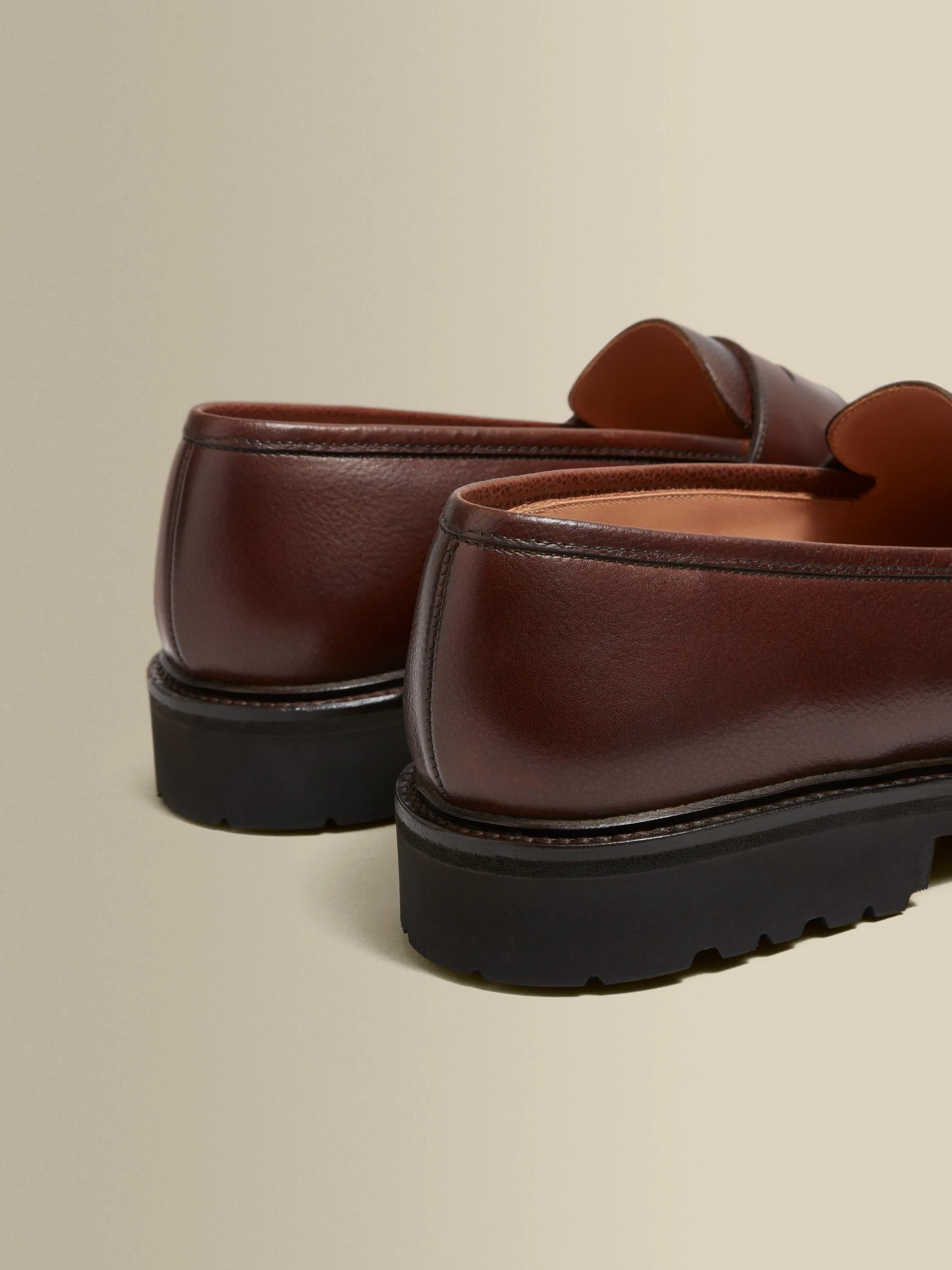 Pebble Grain Leather Penny Loafer Shoes