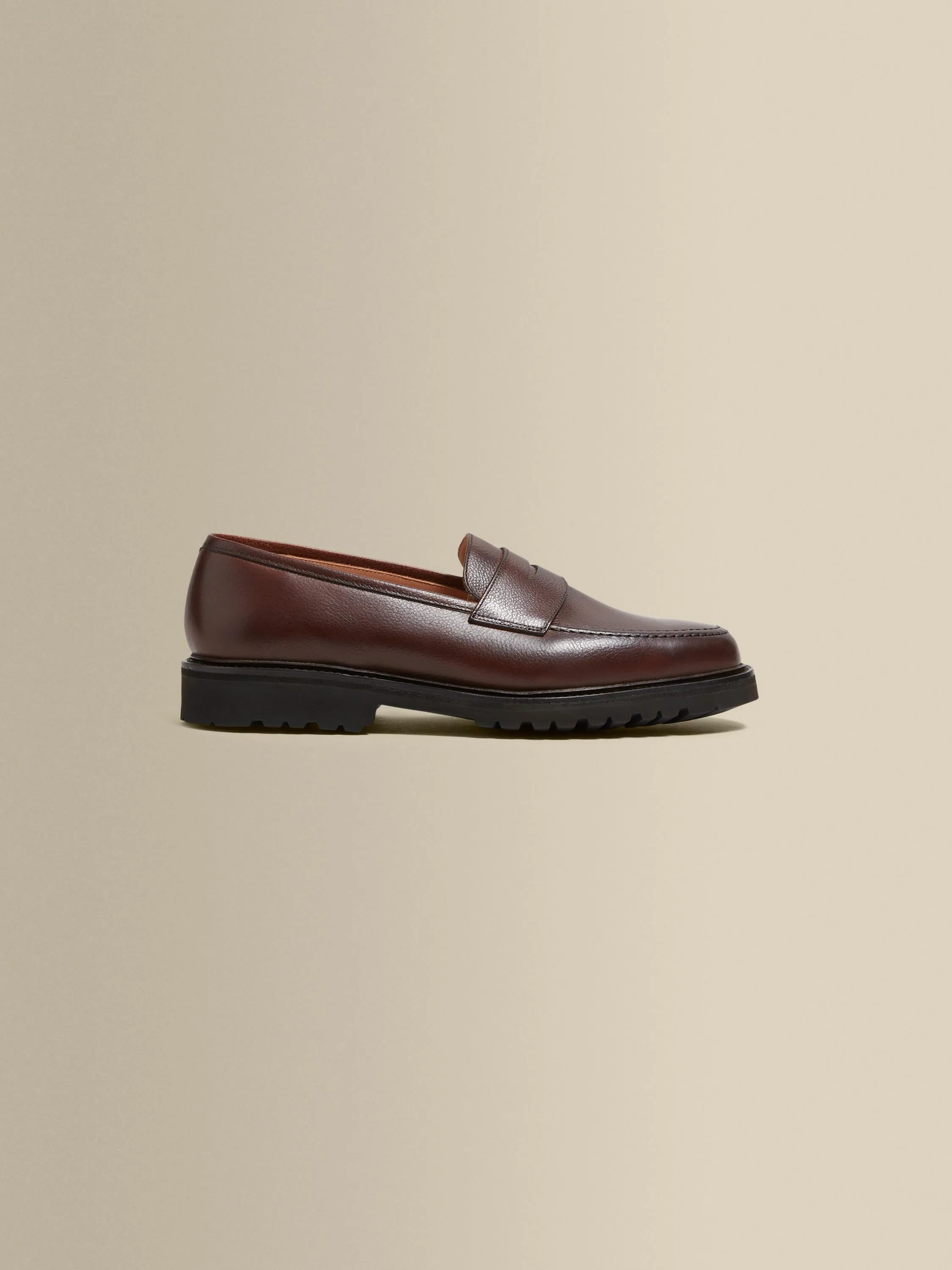 Pebble Grain Leather Penny Loafer Shoes