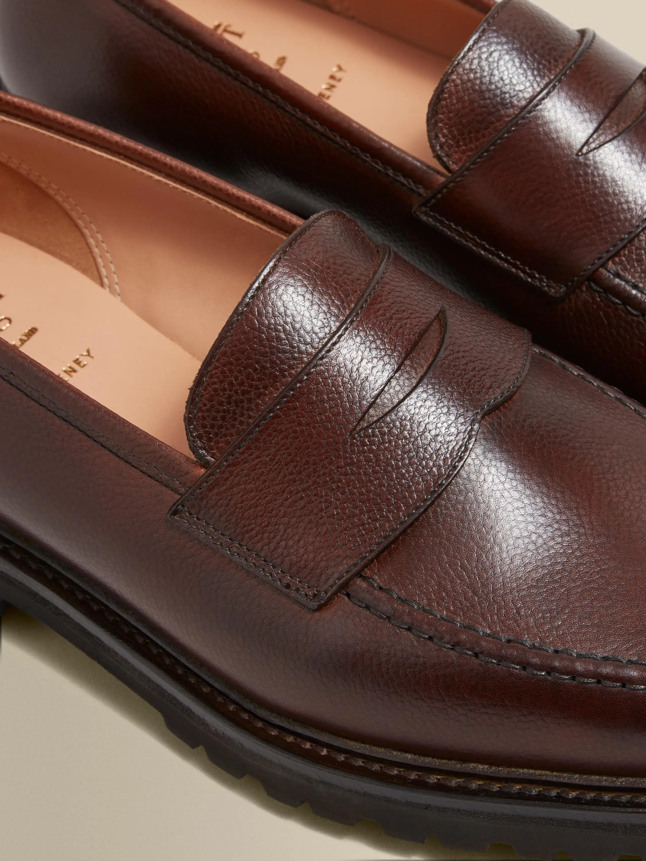 Pebble Grain Leather Penny Loafer Shoes