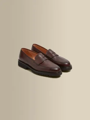 Pebble Grain Leather Penny Loafer Shoes