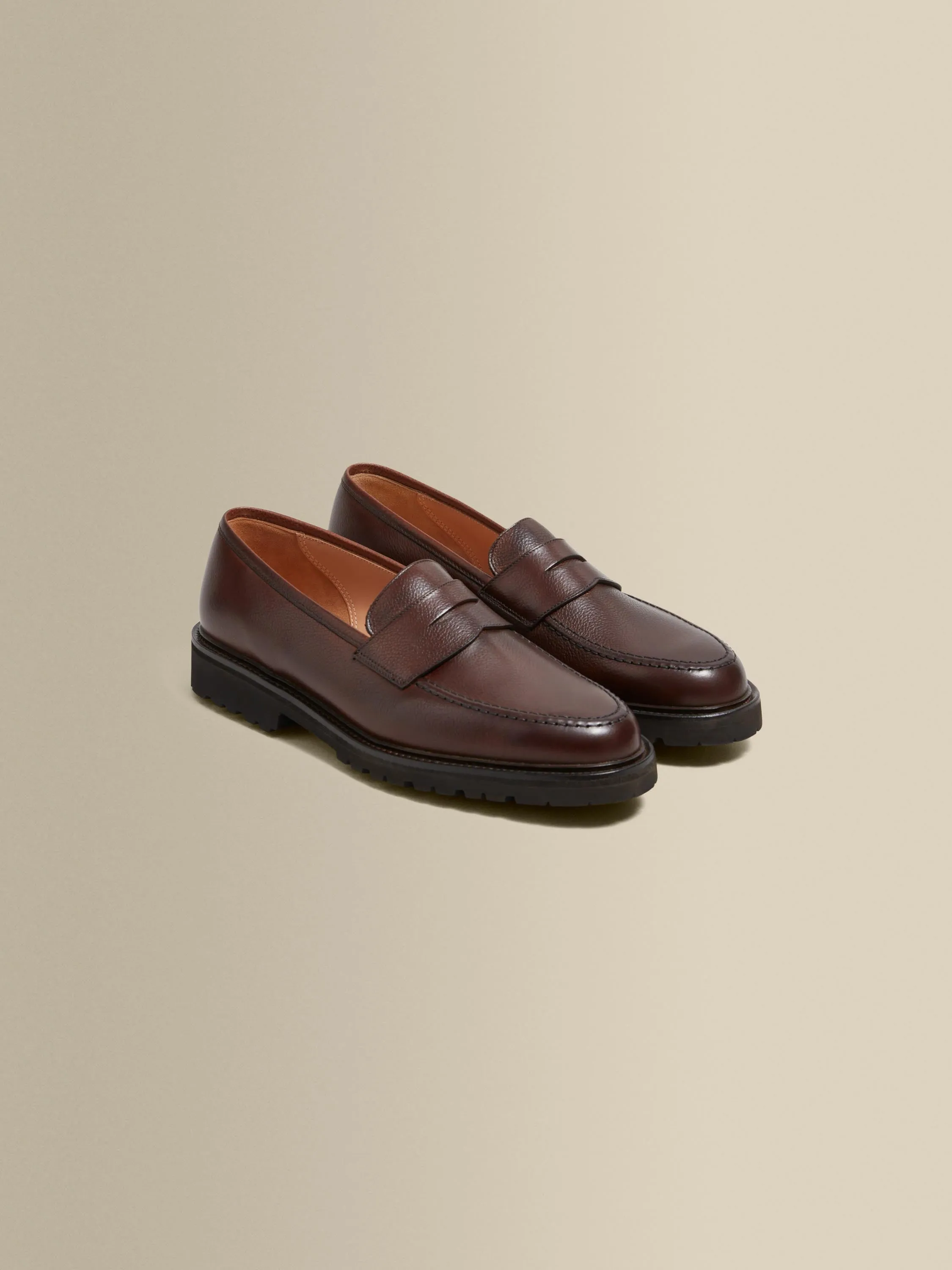 Pebble Grain Leather Penny Loafer Shoes