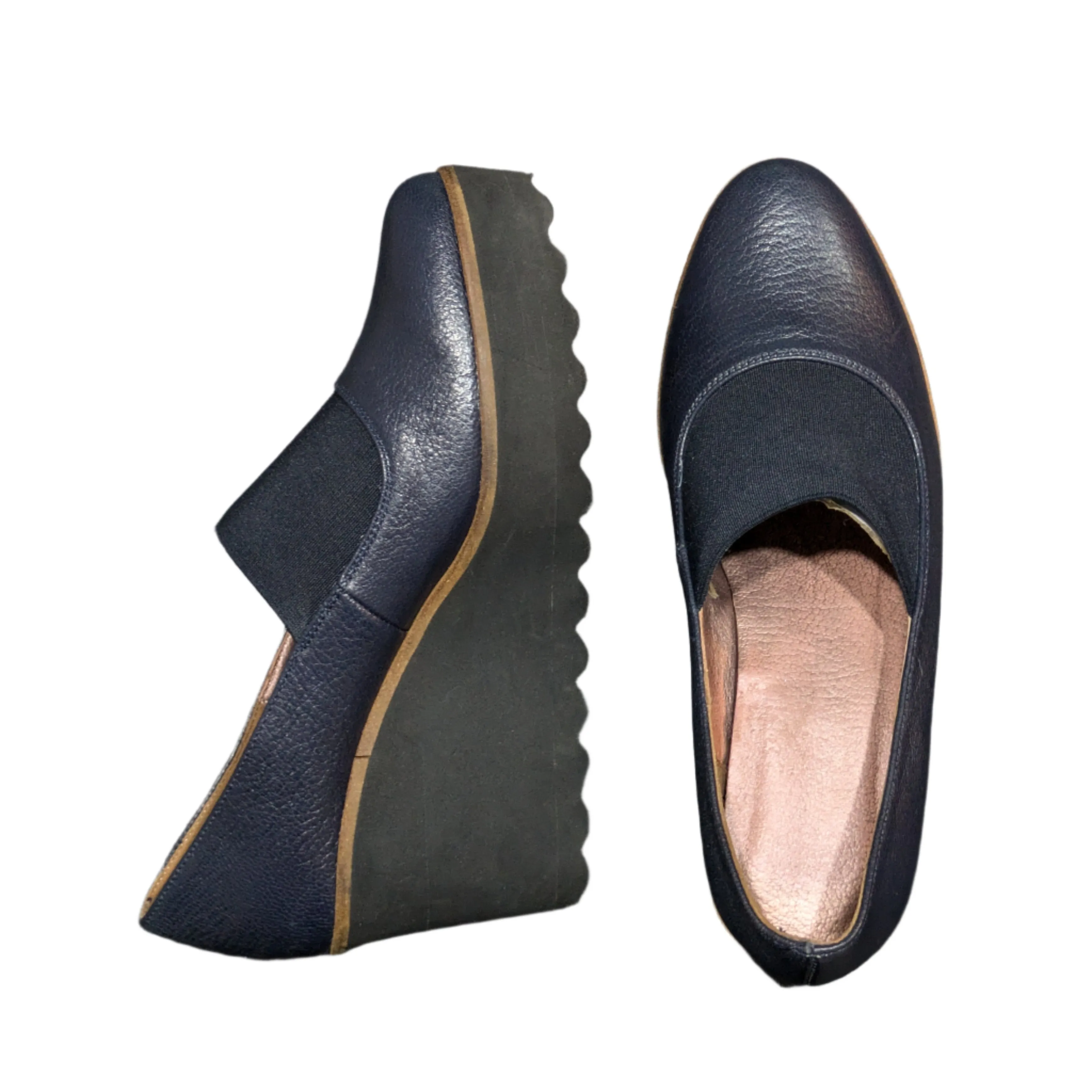 Pedro Anton Navy Wedge Pumps Size UK 4 / EU 37 / US 6.5