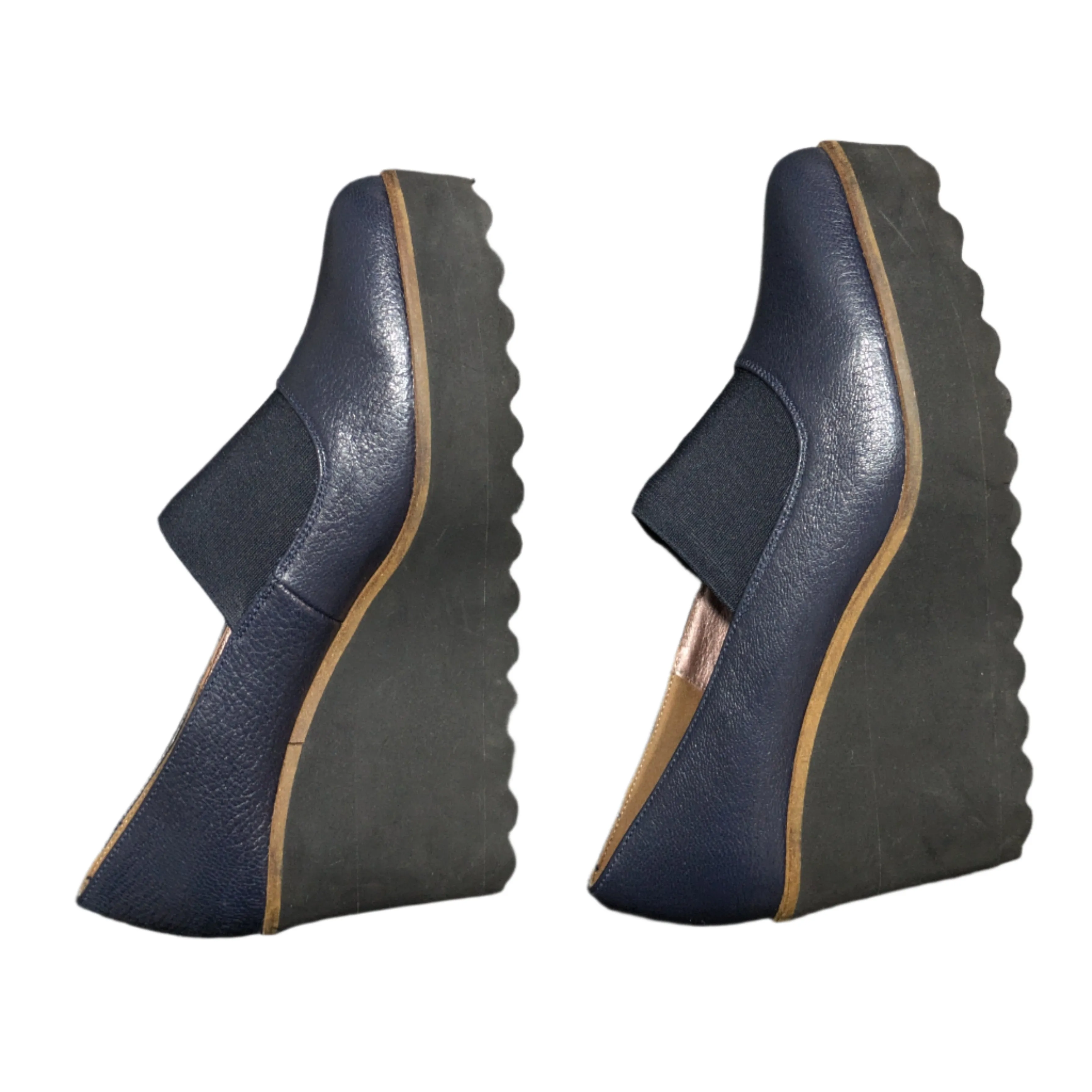 Pedro Anton Navy Wedge Pumps Size UK 4 / EU 37 / US 6.5