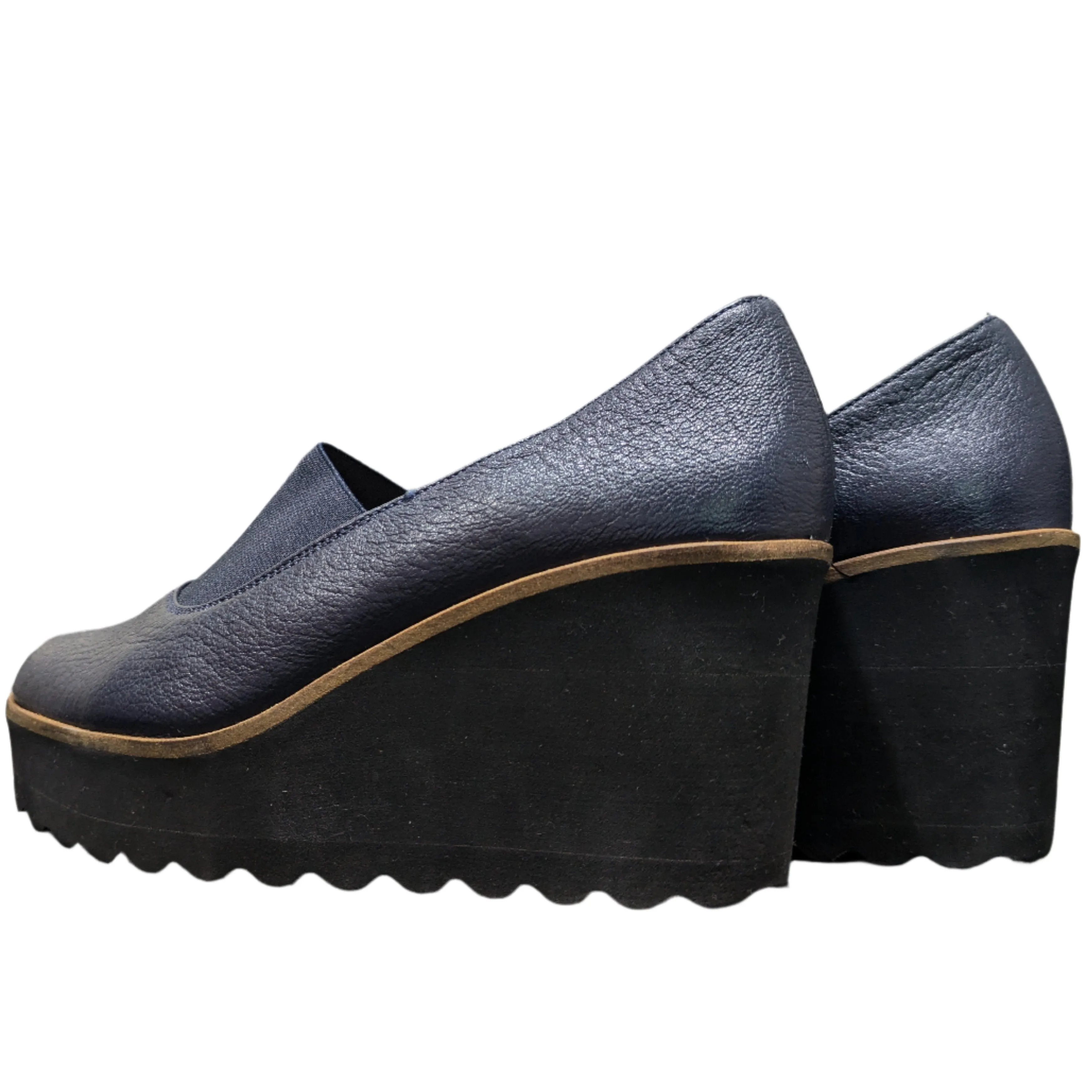 Pedro Anton Navy Wedge Pumps Size UK 4 / EU 37 / US 6.5