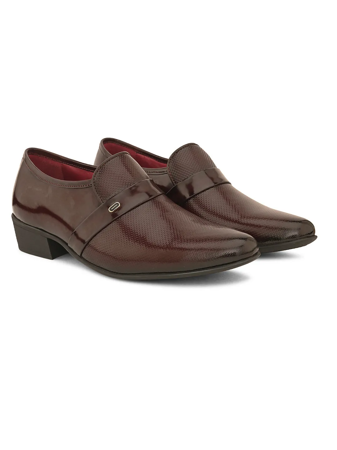 Pelle Albero Cherry Leather Slip on Cuban Heel Formal Shoes For Men