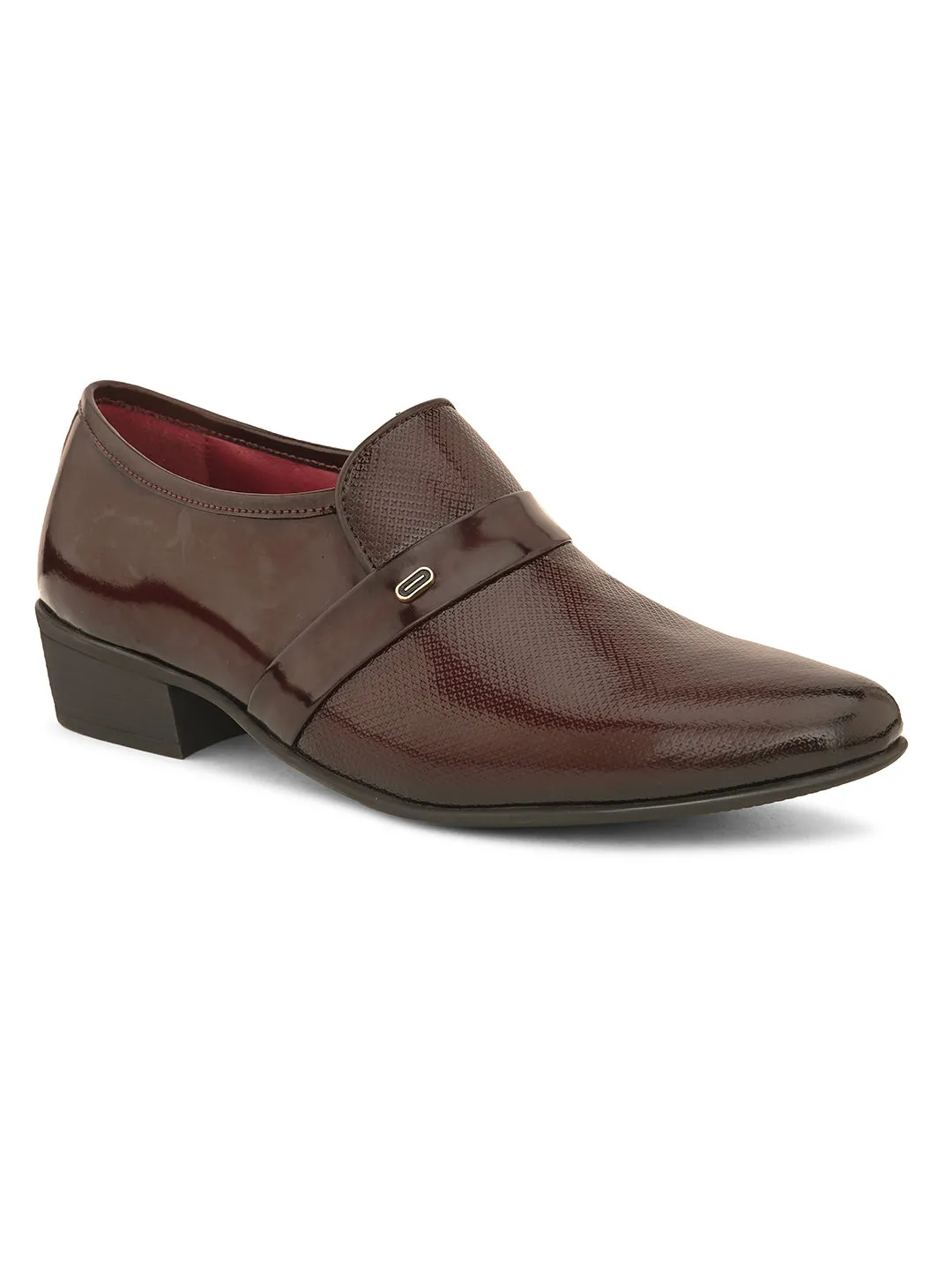 Pelle Albero Cherry Leather Slip on Cuban Heel Formal Shoes For Men
