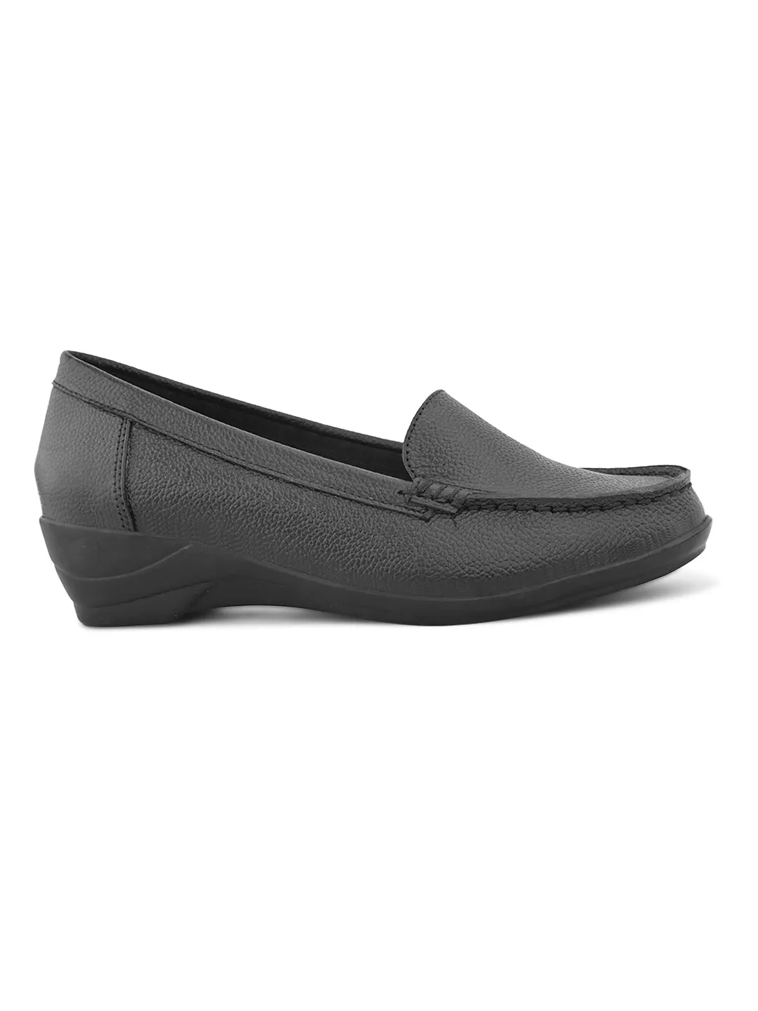 Pelle Albero Women Black Leather Wedge Heel Ballerina