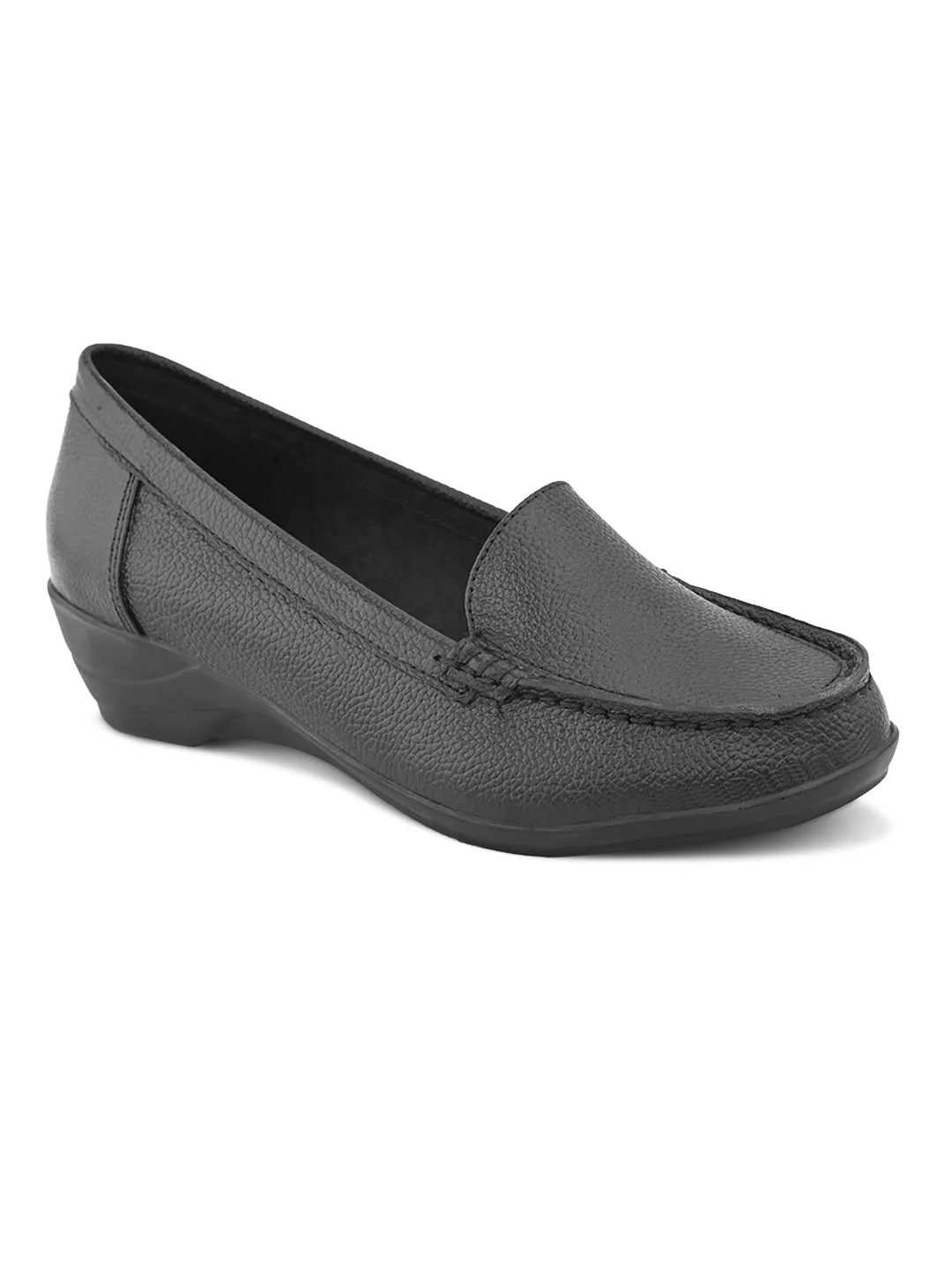 Pelle Albero Women Black Leather Wedge Heel Ballerina