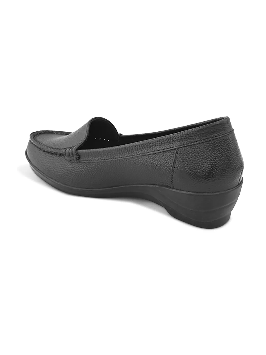 Pelle Albero Women Black Leather Wedge Heel Ballerina