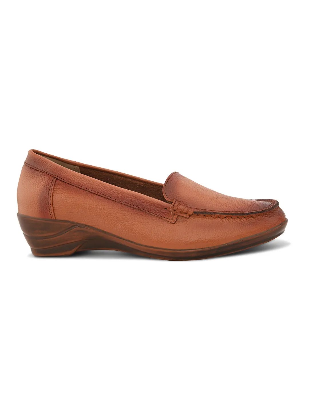 Pelle Albero Women Tan Leather Wedge Heel Ballerina