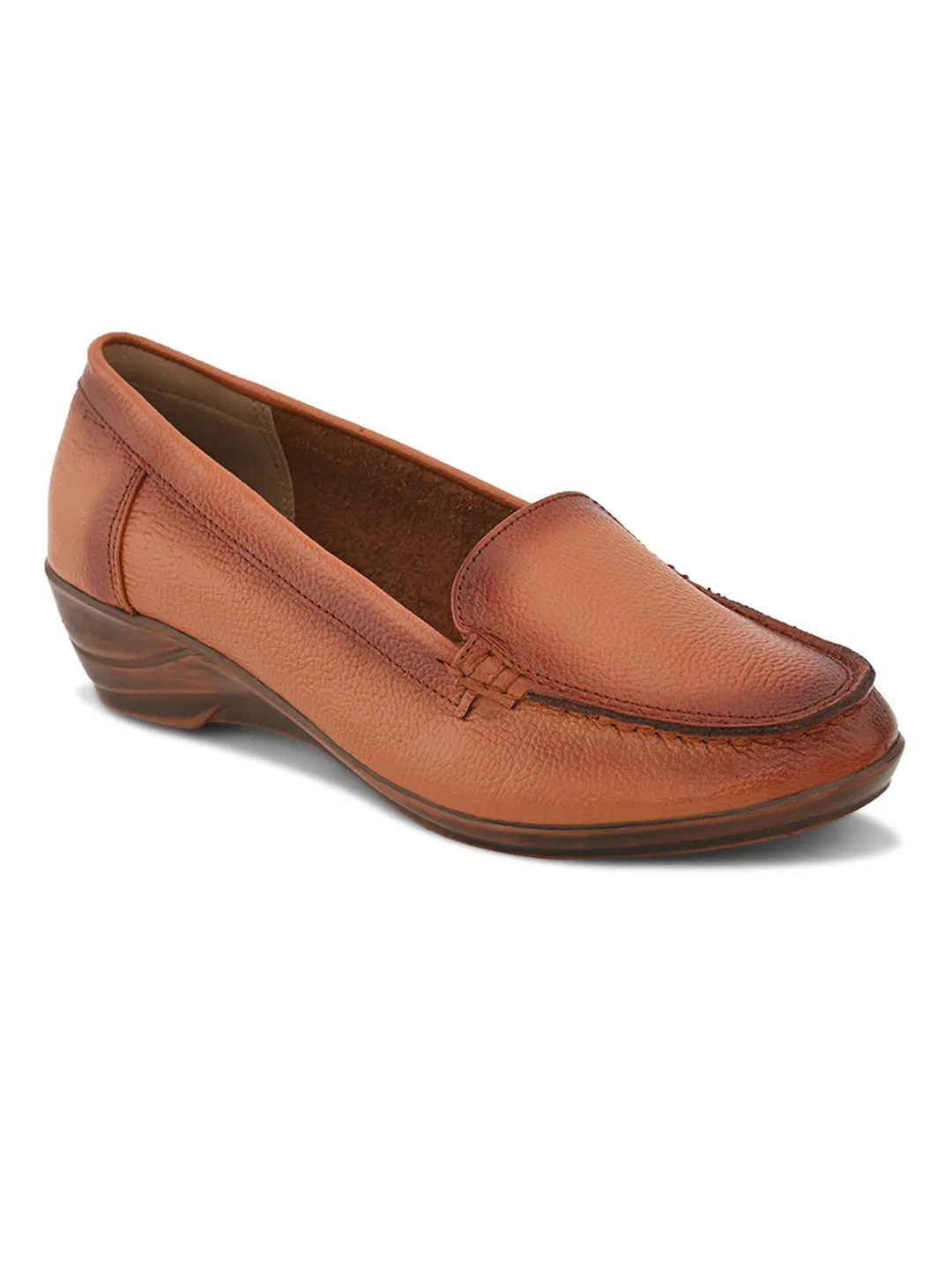 Pelle Albero Women Tan Leather Wedge Heel Ballerina