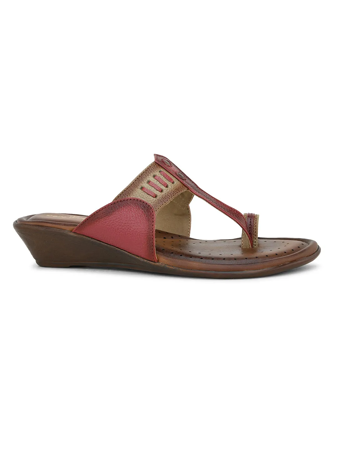 Pelle Albero Women's Latest Trendy Cherry Leather Slip-On Heels Wedge Sandals