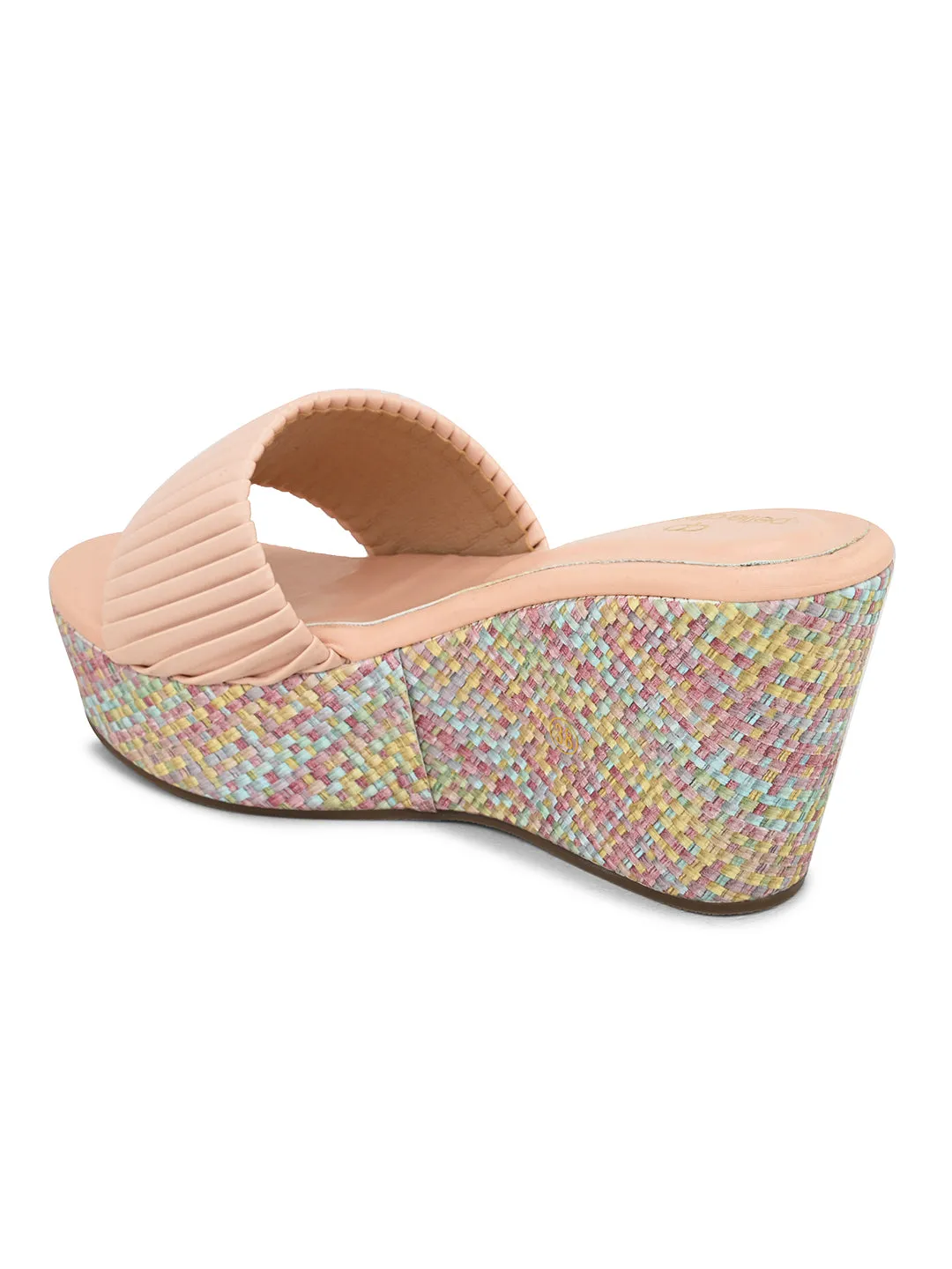 Pelle Albero Women's Latest Trendy Pink PU upper Slip-On Heels Wedge Sandals