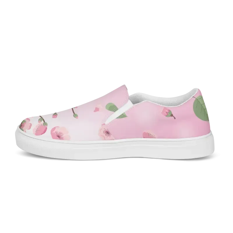 Pink Cherry Blossoms Women Slip on Canvas Shoes