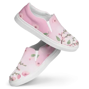 Pink Cherry Blossoms Women Slip on Canvas Shoes
