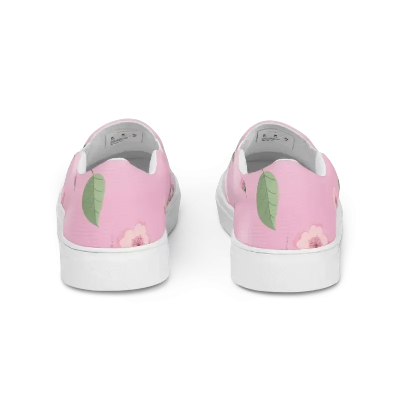 Pink Cherry Blossoms Women Slip on Canvas Shoes