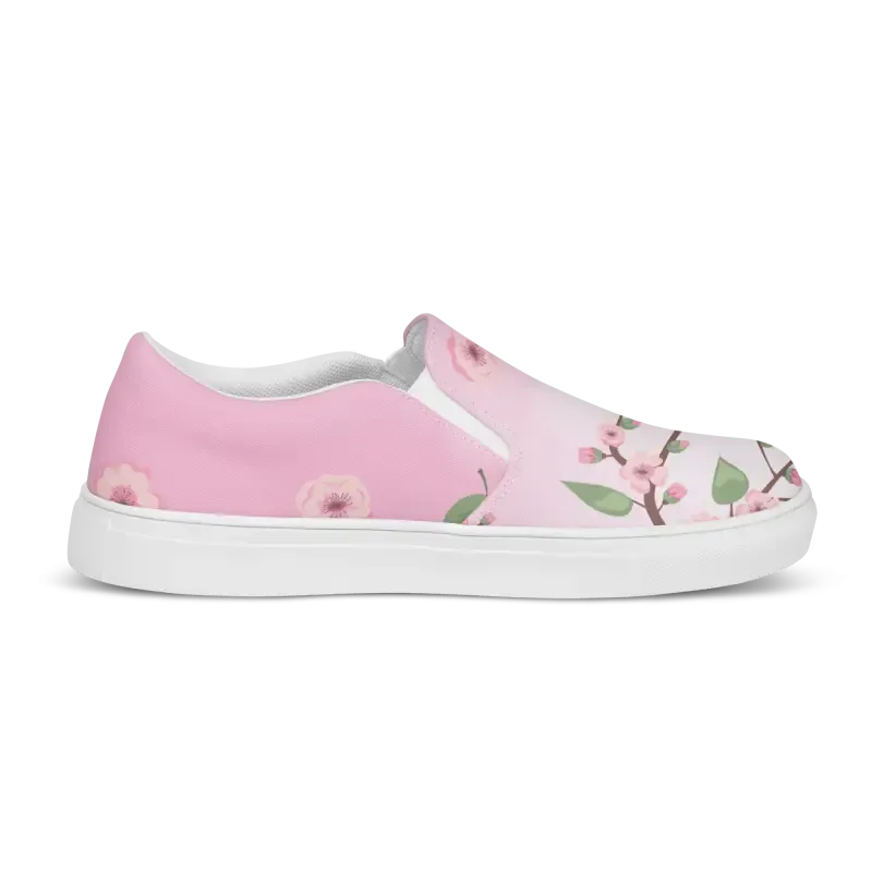 Pink Cherry Blossoms Women Slip on Canvas Shoes