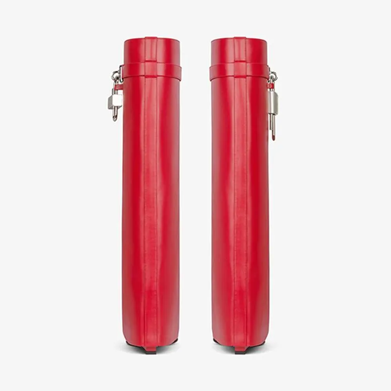 Polished Red Smooth Calfskin High Boots