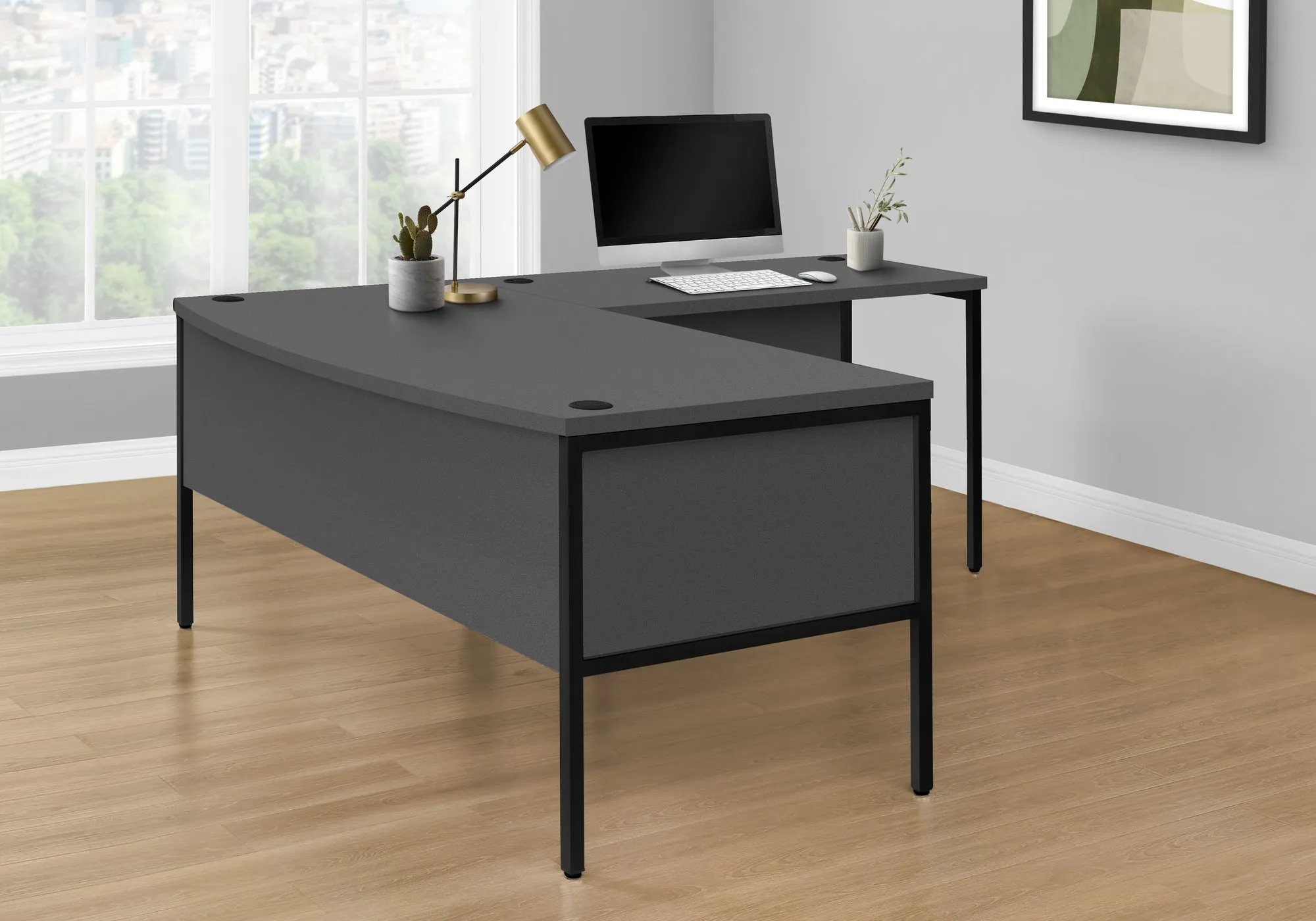 ProWork Executive Desk - 48 inch | Commercial Grade, Grey Laminate, Black Metal, Modern Design