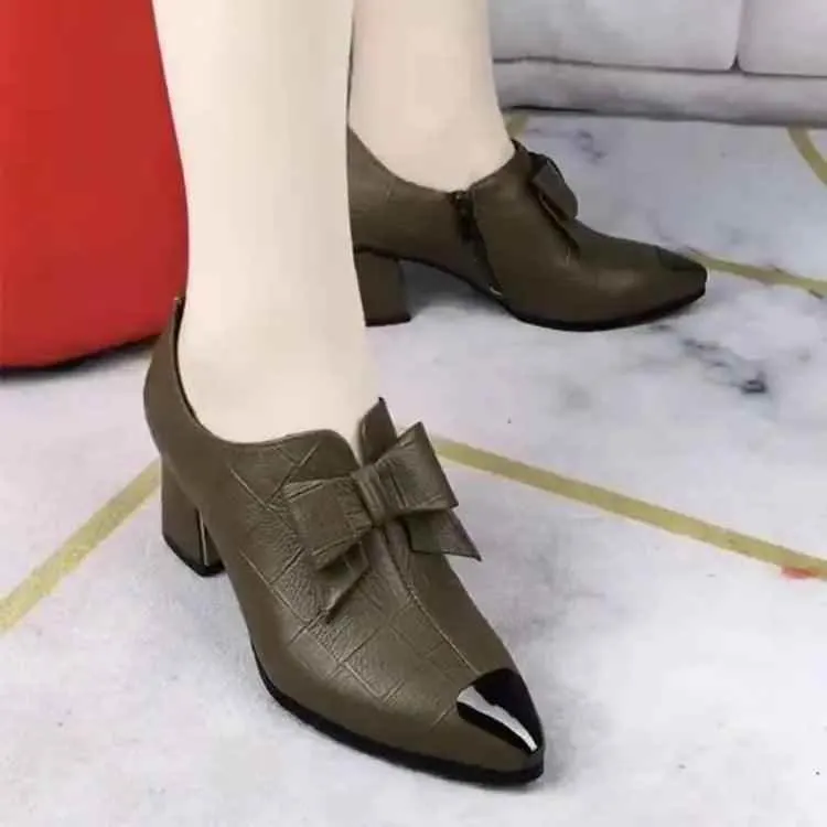 Pumps Women's Casual Shoes GRCL0148 Leather Square High Heels