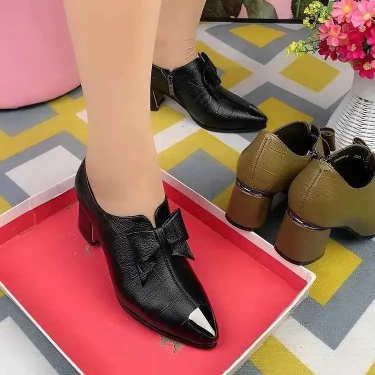 Pumps Women's Casual Shoes GRCL0148 Leather Square High Heels