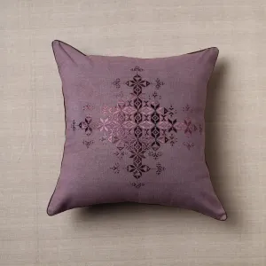 Purple - Soof Embroidery Cotton Cushion Cover (16 x 16 in)