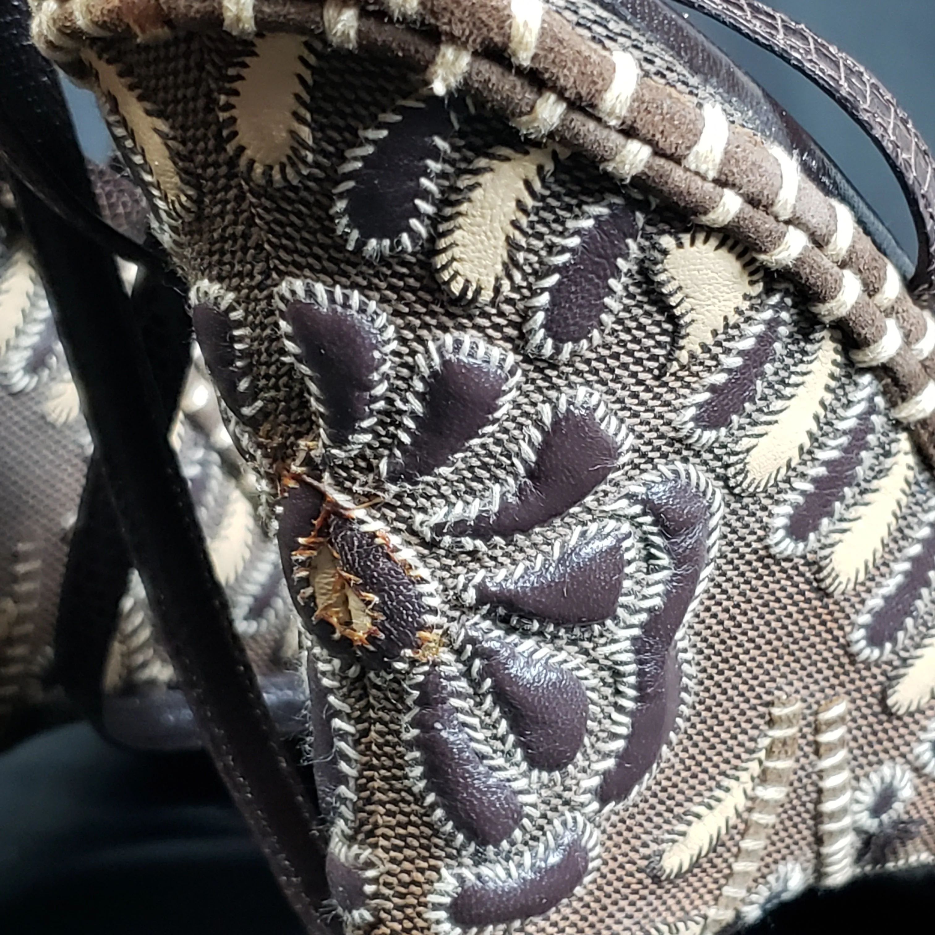 Rare Gucci Structural Wedge Leather Embroidered Sandals Size 5