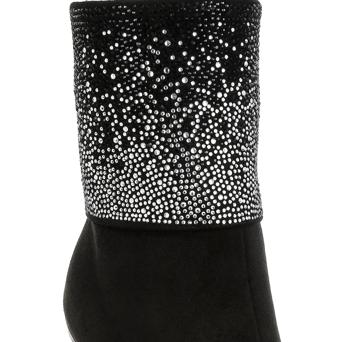 Rhinestones Embellished Foldover Boots