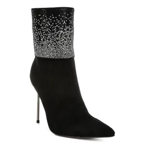 Rhinestones Embellished Foldover Boots