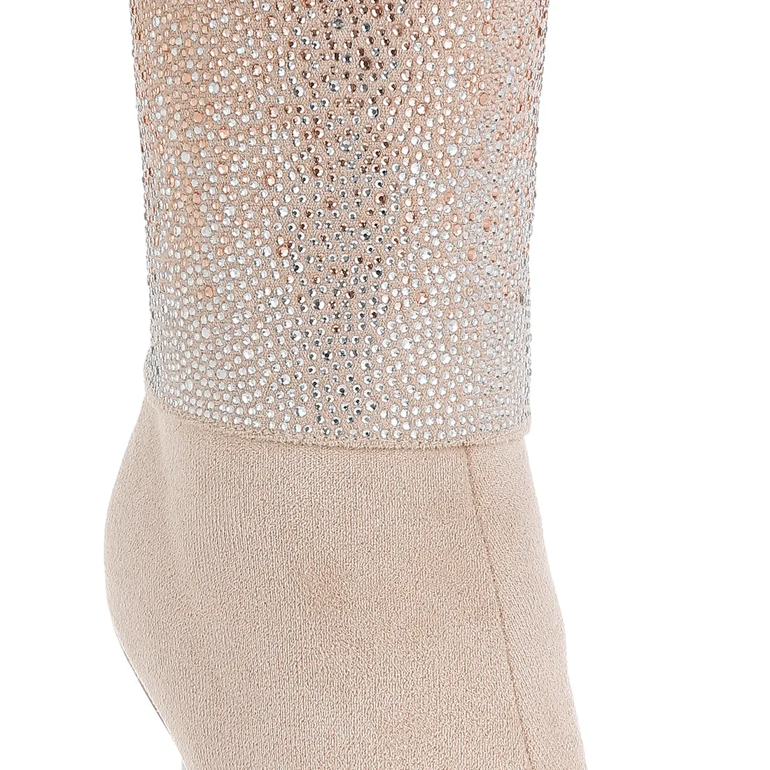 Rhinestones Embellished Foldover Boots