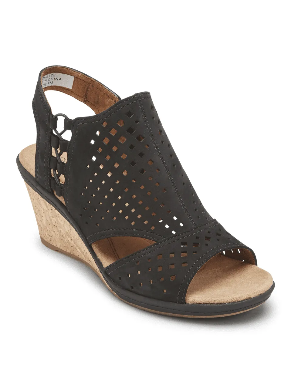 Rockport Womens Cobb Hill Janna 2 Wedge Sandal Black CH9172