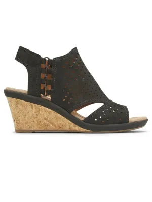 Rockport Womens Cobb Hill Janna 2 Wedge Sandal Black CH9172