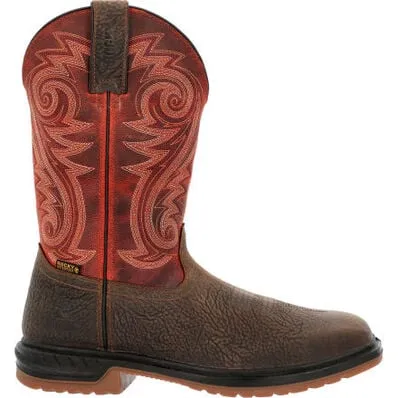 Rocky Men's Worksmart 11" WP Comp Toe Western Work Boot -Brown- RKW0385
