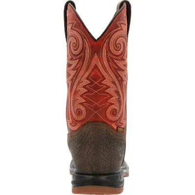 Rocky Men's Worksmart 11" WP Comp Toe Western Work Boot -Brown- RKW0385