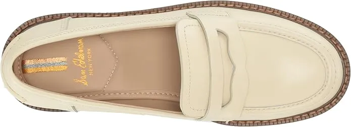 Sam Edelman Colin Modern Ivory Leather Slip On Rounded Toe Classic Loafers