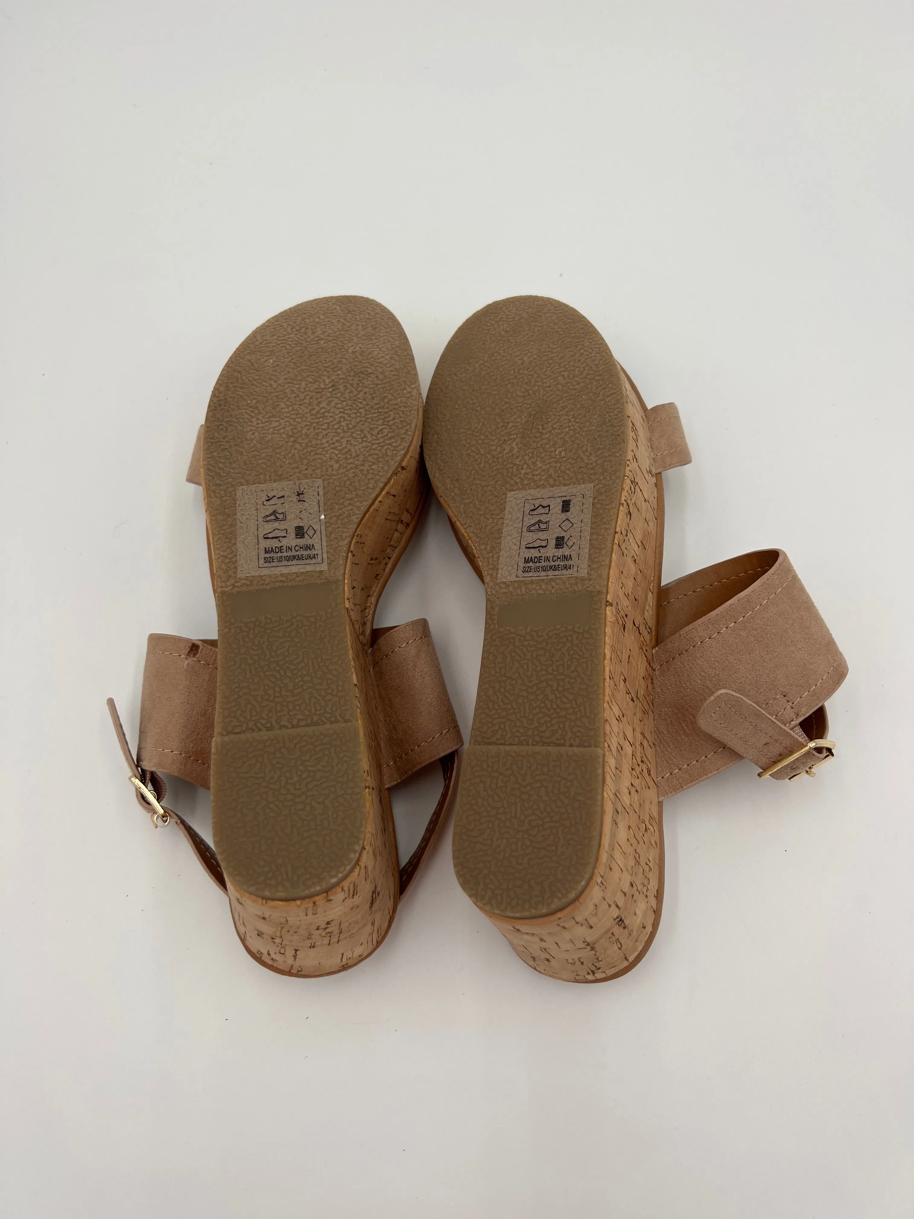 Sandals Heels Wedge By Arula In Brown, Size: 10