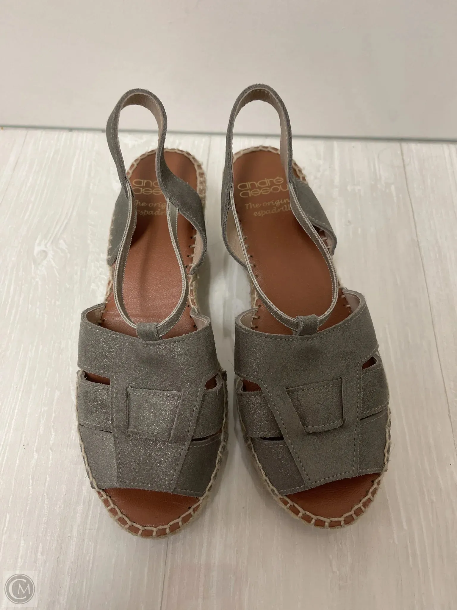 Sandals Heels Wedge By Clothes Mentor In Grey, Size: 9
