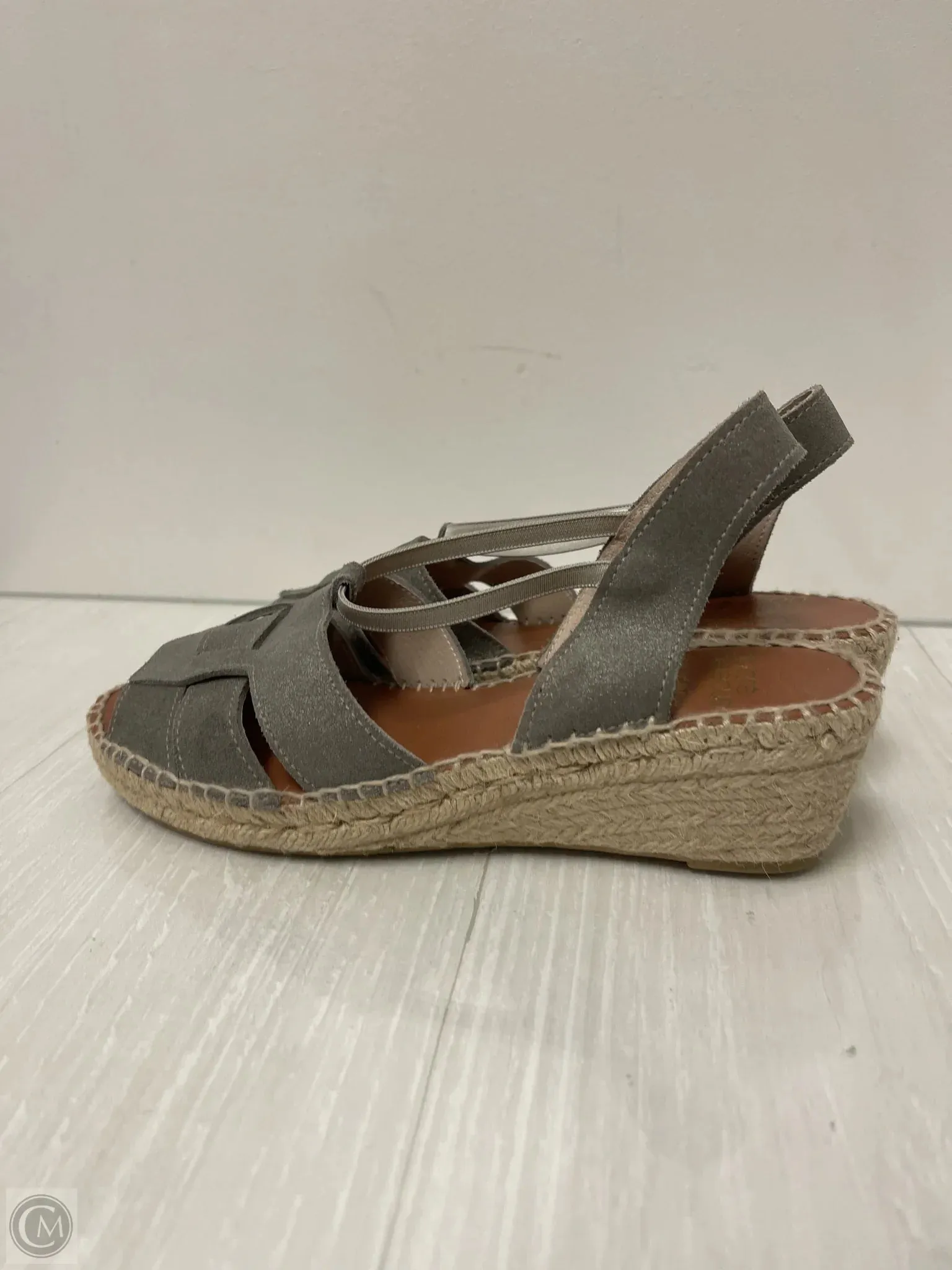 Sandals Heels Wedge By Clothes Mentor In Grey, Size: 9