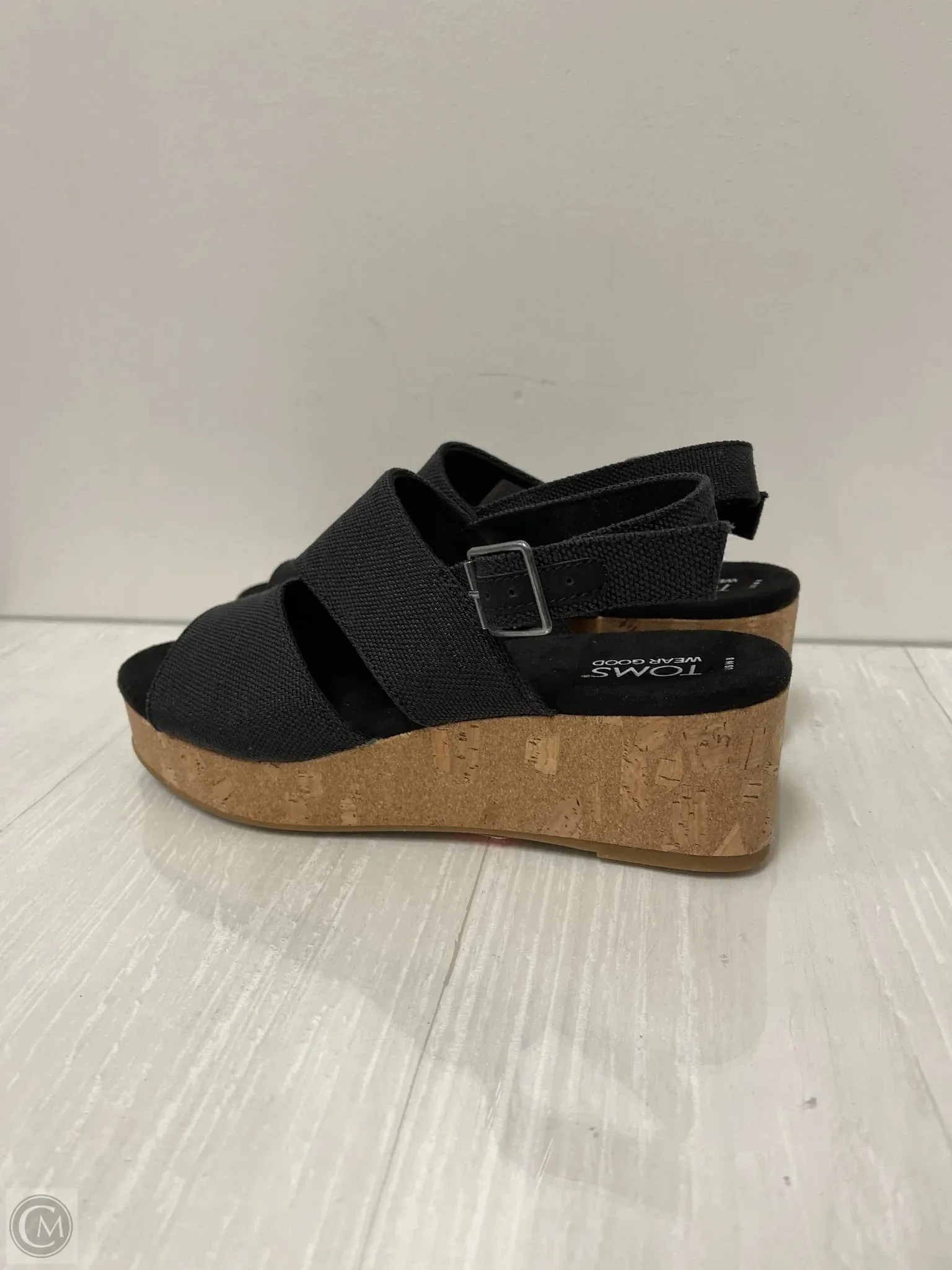 Sandals Heels Wedge By Toms In Black, Size: 8