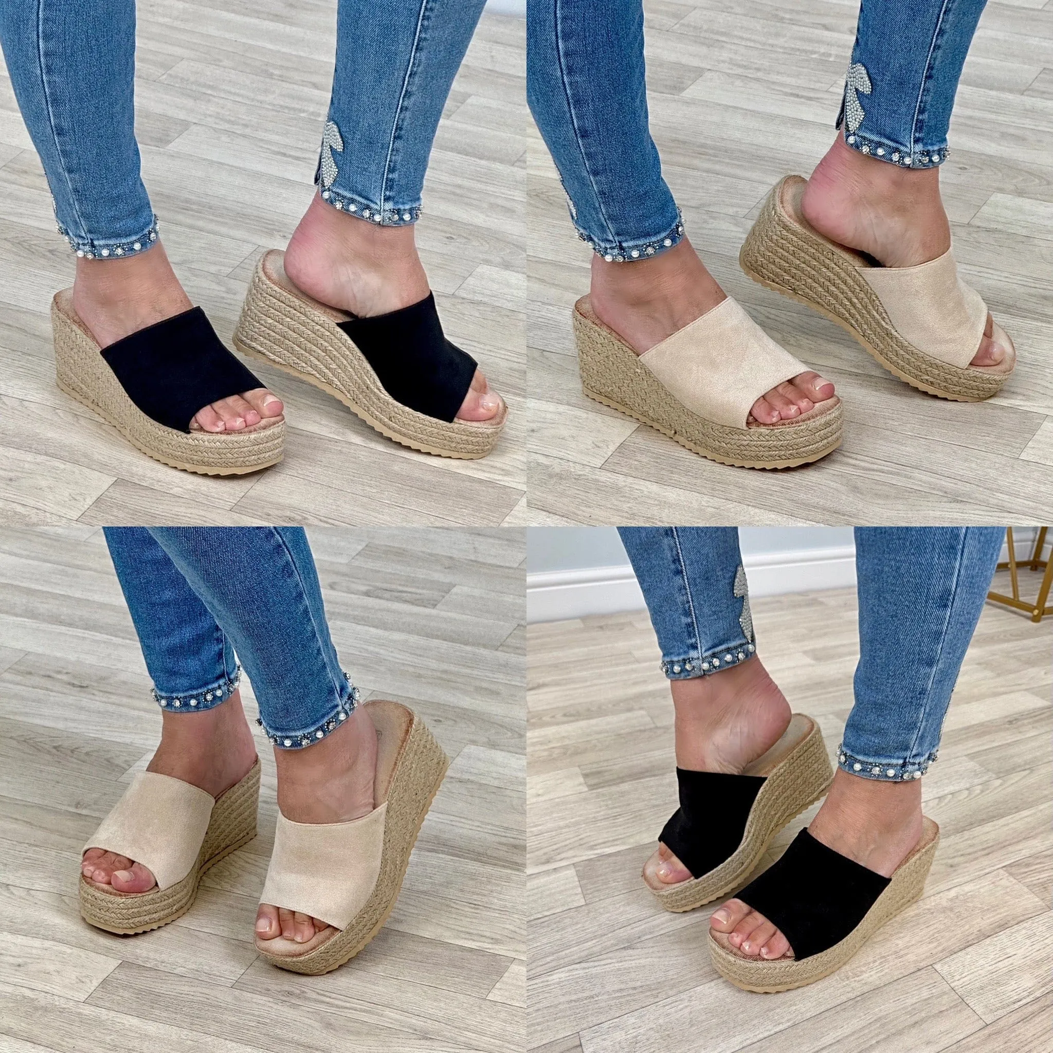 Seraphina Espadrille Platform Wedges – Chic & Comfortable Sand