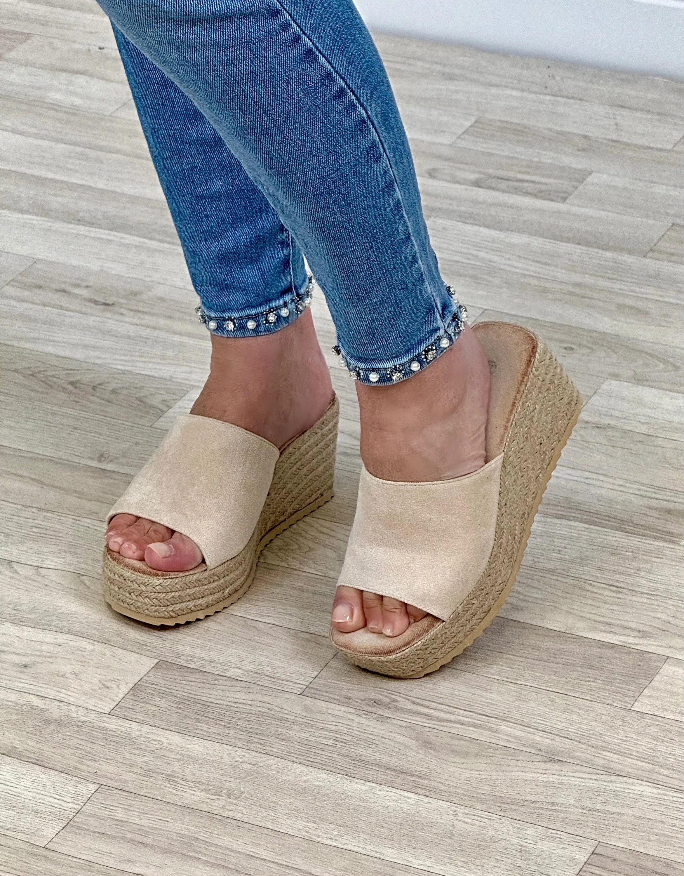 Seraphina Espadrille Platform Wedges – Chic & Comfortable Sand