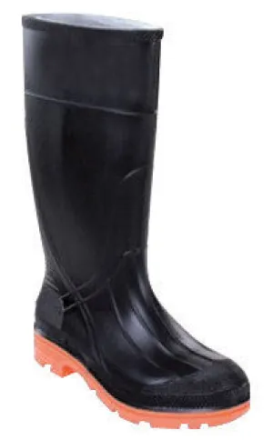 Servus By Honeywell Size 8 PRM Black 15" PVC Knee Boots With Self-Cleaning Orange Outsole, Steel Toe And Removable Insole