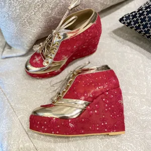 Sneaker wedge (Maroon) Bridal shoes wedges