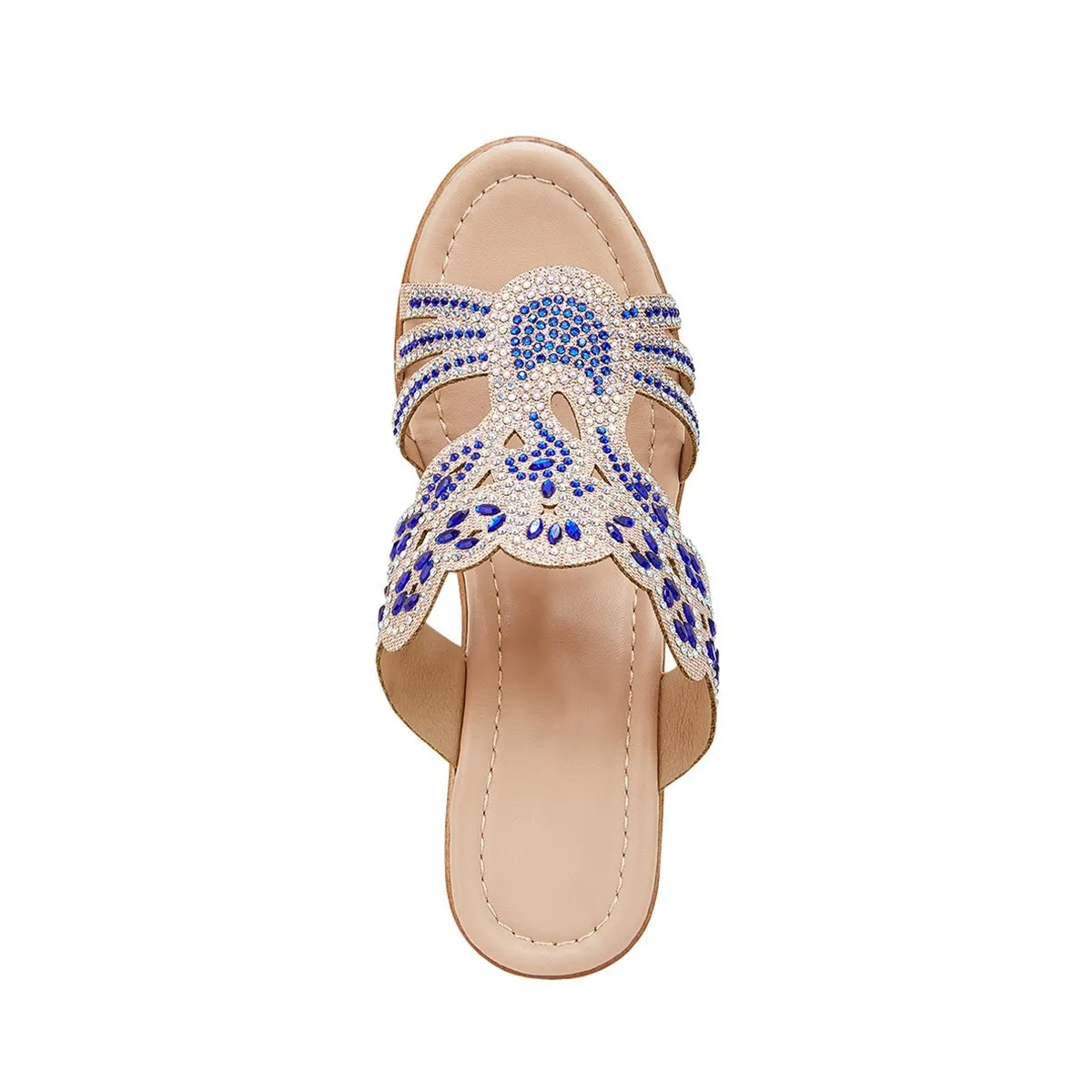 Sohiwoo  Imily Bela Women's Wedges Dune High Heels Rhinestone Platform Wedges Backless Slip-on Sandals