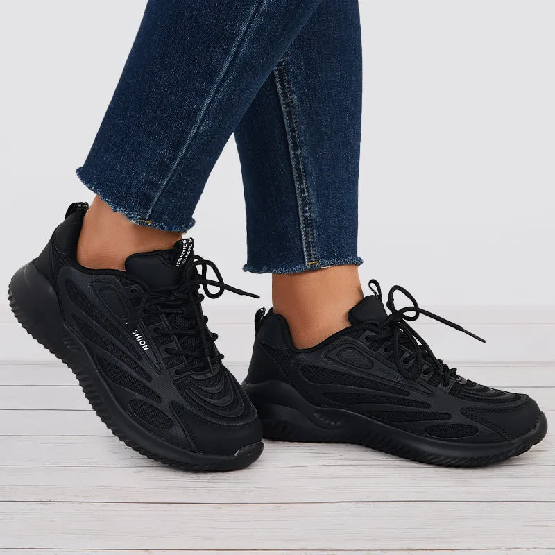 Sohiwoo  Women Breathable Knit Sneakers Lace Up Chunky Running Shoes Comfy White Running Shoes
