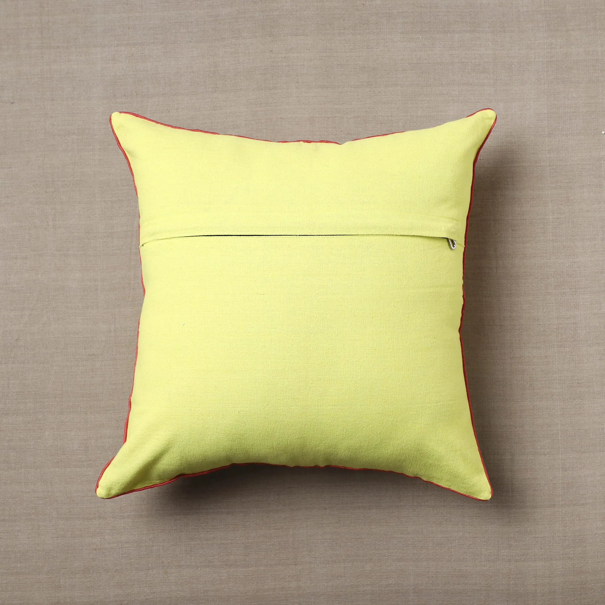 Soof Embroidery Cotton Cushion Cover (16 x 16 in)