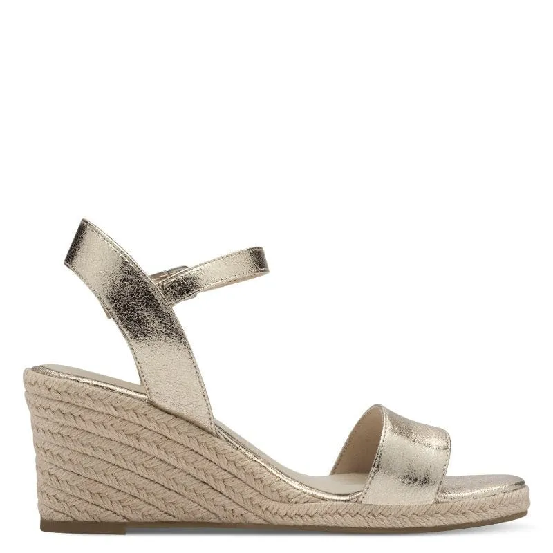 Tamaris Womens Gold High-Heel Sandal 1-28300-42