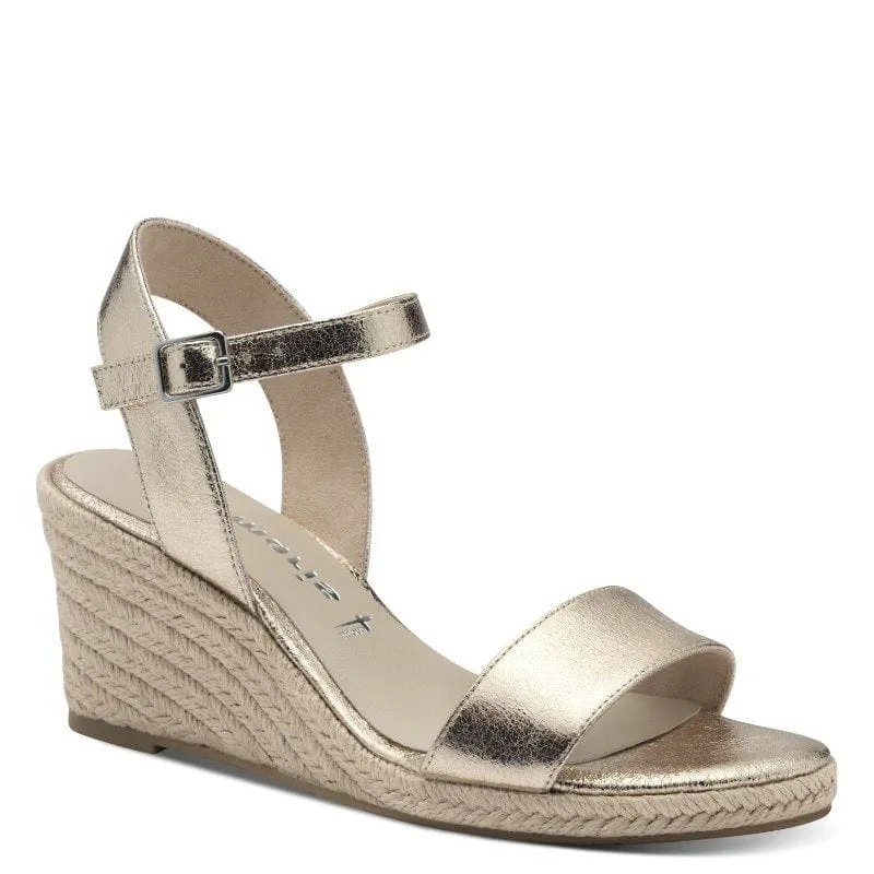 Tamaris Womens Gold High-Heel Sandal 1-28300-42