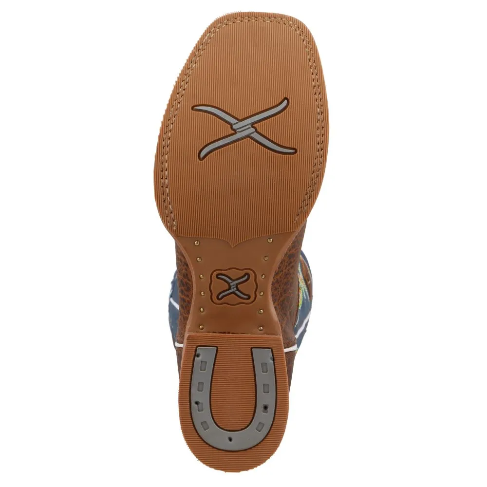 'Twisted X' Men's 14" Ruff Stock Western Square Toe - Elephant / Blue